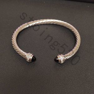 🌙David Yurman 5mm Pavé Diamond Double black Bits Bracelet 9